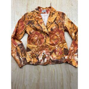Oltre Women’s Fall Blazer Made In Italy US 6 Cotton Thanksgiving Oranges Pumpkin